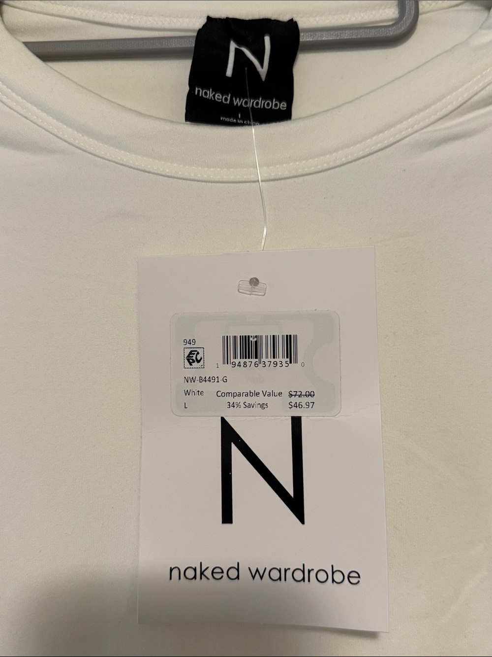 naked wardrobe White Long Sleeve Crewneck Bodysuit - Picture 2 of 4